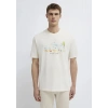 Mavi 0613320 0 Yaka Erkek Tshirt - Ekru