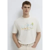 Mavi 0613320 0 Yaka Erkek Tshirt - Ekru