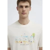 Mavi 0613320 0 Yaka Erkek Tshirt - Ekru
