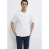 Mavi 0613339 0 Yaka Erkek Tshirt - Beyaz