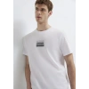 Mavi 0613364 0 Yaka Erkek Tshirt - Beyaz