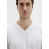 Mavi 061748 V Yaka Erkek Basic Tshirt - Beyaz
