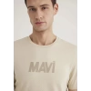 Mavi 066846 0 Yaka Erkek Tshirt - Bej