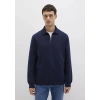 Mavi 0s10414 Yakali Fermuarli Erkek Uzun Kol Sweat - Lacivert