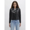 Mavi 1110221 Biker Yaka Suni Deri Kadin Ceket - Siyah
