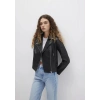 Mavi 1110221 Biker Yaka Suni Deri Kadin Ceket - Siyah