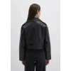 Mavi 1110375 Suni Deri Crop Kadin Ceket - Siyah