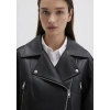 Mavi 1110375 Suni Deri Crop Kadin Ceket - Siyah