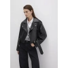 Mavi 1110375 Suni Deri Crop Kadin Ceket - Siyah