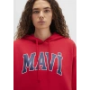 Mavi 1600361 Kapsonlu Yazili Kadın Sweat - Kirmizi
