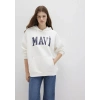 Mavi 1600361 Kapsonlu Yazili Kadin Sweat - Beyaz