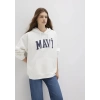 Mavi 1600361 Kapsonlu Yazili Kadin Sweat - Beyaz