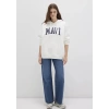 Mavi 1600361 Kapsonlu Yazili Kadin Sweat - Beyaz