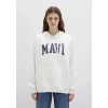 Mavi 1600361 Kapsonlu Yazili Kadin Sweat - Beyaz