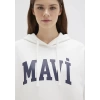 Mavi 1600361 Kapsonlu Yazili Kadin Sweat - Beyaz