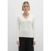 Mavi 1710720 V Yaka Kadin Triko - Ekru