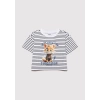 Mavi 7610280 0 Yaka Kiz Cocuk Tshirt - Beyaz Siyah