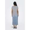 Only 15106662 Genis Yaka Kol Katlamali Kadın Body - Lacivert Cizg