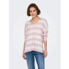 Only 15354092 V Yaka Kadin Triko - Pembe Cizgili