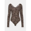 Only 15361325 Genis Yaka Leopar Desenli Kadin Body - Leopar