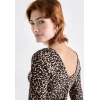 Only 15361325 Genis Yaka Leopar Desenli Kadin Body - Leopar