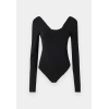 Only 15361325 Genis Yaka Leopar Desenli Kadin Body - Siyah