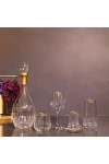 61 Parça 12 Kişilik Çubuk Gold El Dekor Kesme Cam Su Takımı