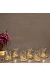 12 Parça 6 Kişilik Gold El Dekor Kesme Çay Seti