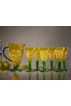 7 Parça Renkli Cam Su, Meşrubat Seti 1,5lt-270cc Sarı-Yeşil