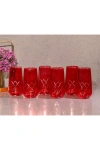 6 Parça Kristal Kesme Renkli Cam Bardak 480cc
