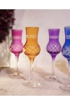 6 Parça Renkli Kristal Kesme Kahve Yanı Kadeh Bardak Seti