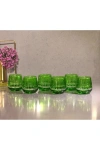 6 Parça Kristal Kesme Renkli Cam Bardak 345 cc