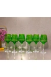 6 Parça Kristal Kesme Renkli Cam Bardak 295cc