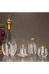 49 Parça 12 Kişilik Başak Kristal Kesme Gold Cam Su Bardak Takımı,Meşrubat Bardağı Seti
