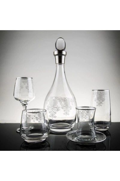 61 Parça 12 Kişilik Sude Platin Cam Su Takımı