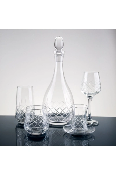 61 Parça 12 Kişilik El Dekor Kesme Cam Su Takımı