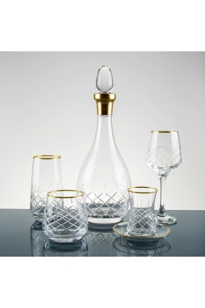 61 Parça 12 Kişilik Sude Kesme El Dekor Cam Su Takımı