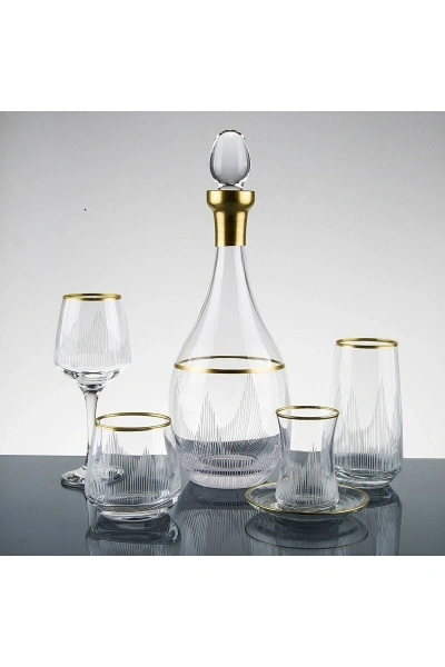 Alev Gold El Dekor Kesme Su Takımı 61 Parça 12 Kişilik