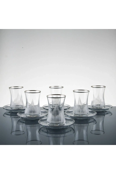 Alev Gümüş El Dekor Kesme Çay Seti 6 Kişilik 12 Parça