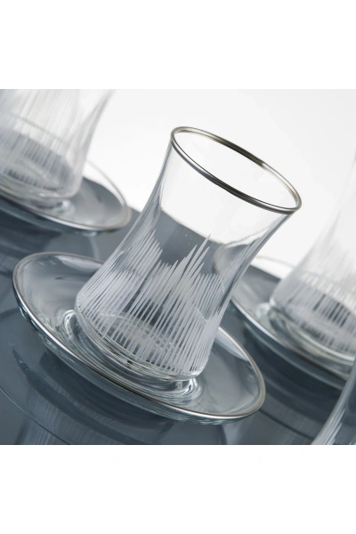 Alev Gümüş El Dekor Kesme Çay Seti 6 Kişilik 12 Parça