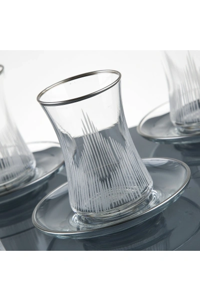 Alev Gümüş El Dekor Kesme Çay Seti 6 Kişilik 12 Parça