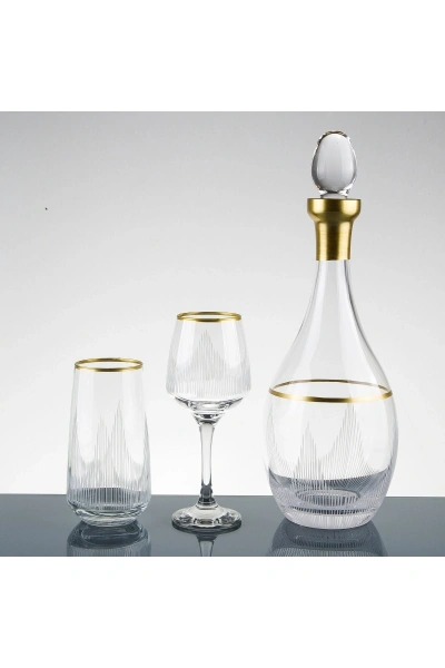 Alev Gold El Dekor Kesme Cam Su Takımı 25 Parça 12 Kişilik