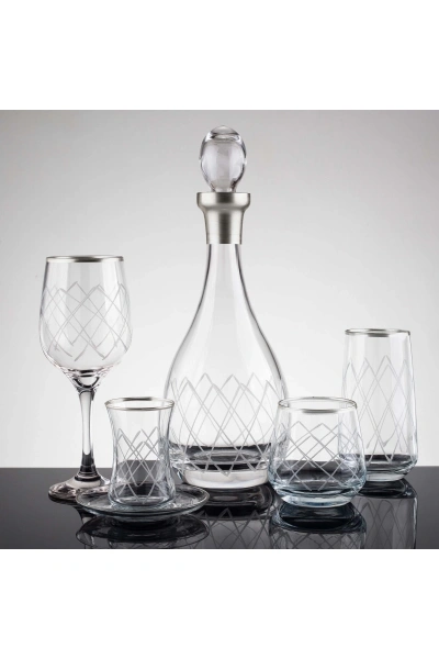 Kare Gümüş El Dekor Kesme Su Takımı 61 Parça 12 Kişilik