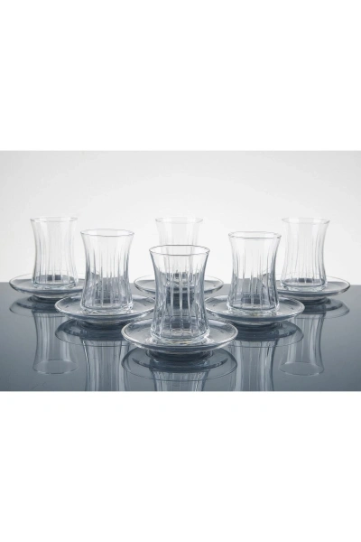 6 Kişilik 12 Çubuk Parça El Dekor Kesme Çay Seti