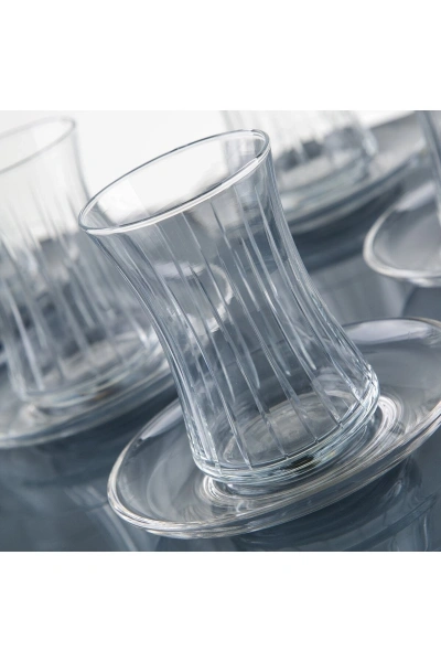 6 Kişilik 12 Çubuk Parça El Dekor Kesme Çay Seti