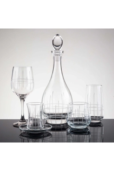 31 Parça 6 Kişilik Çubuk El Dekor Kesme Cam Su Takımı