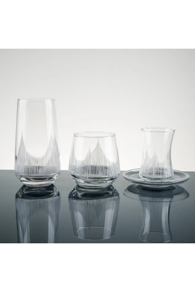 31 Parça 6 Kişilik Alev El Dekor Kesme Cam Su Takımı