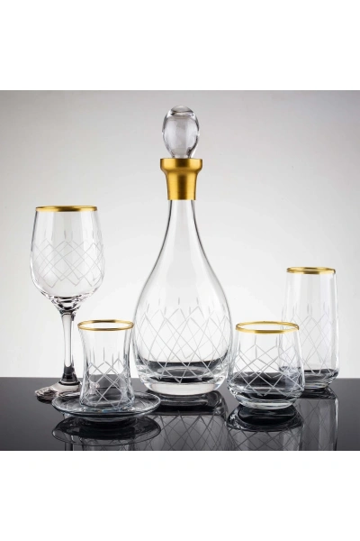 Kareçubuk Gold El Dekor Kesme Cam Su Takımı 61 Parça 12 Kişilik