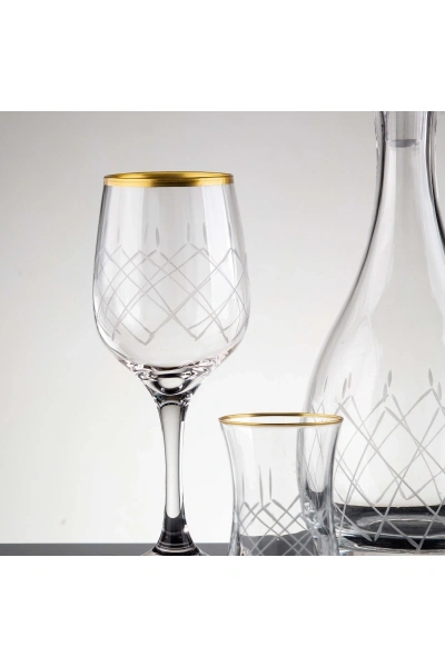Kareçubuk Gold El Dekor Kesme Cam Su Takımı 49 Parça 12 Kişilik