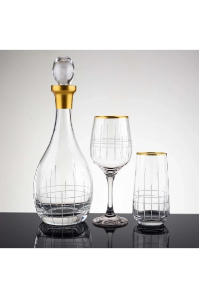 25 Parça 12 Kişilik Ekose Gold El Dekor Kesme Cam Su Takımı???????